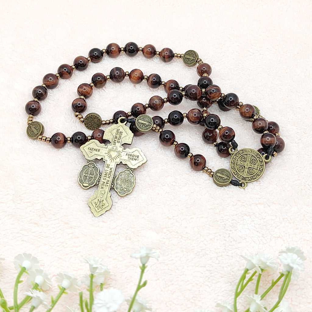 St. Benedict Tiger Eye Protection Rosary