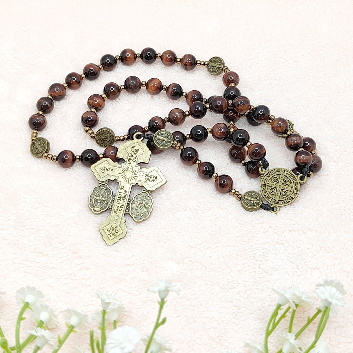 St. Benedict Tiger Eye Protection Rosary