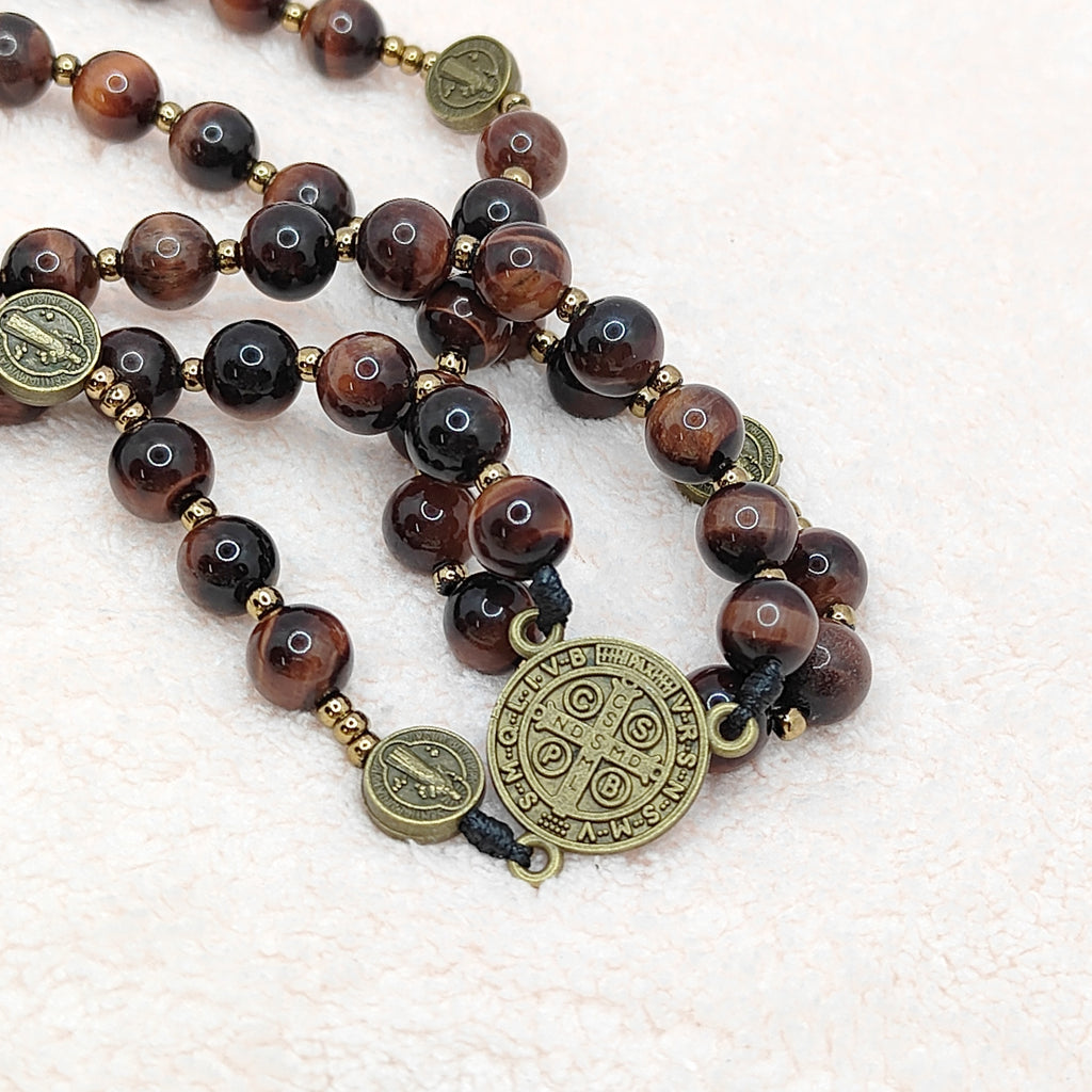 St. Benedict Tiger Eye Protection Rosary