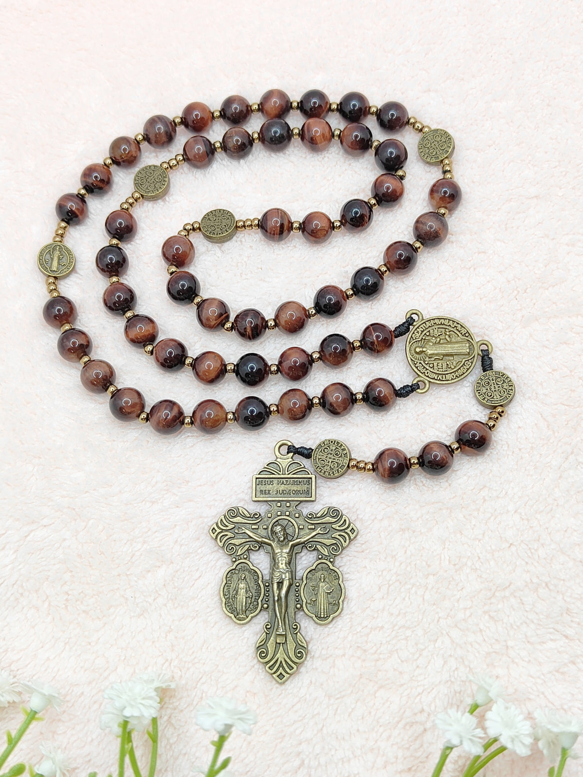 St. Benedict Tiger Eye Protection Rosary