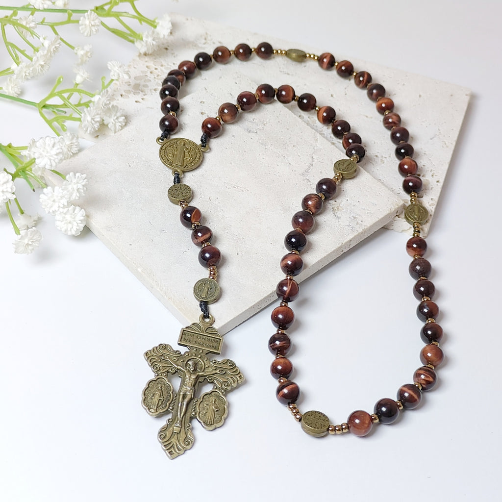 St. Benedict Tiger Eye Protection Rosary