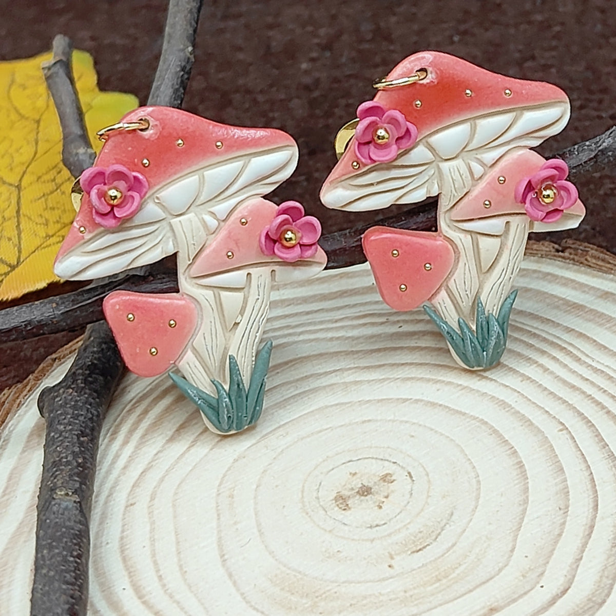 Fairy Bloom Mushroom Earrings