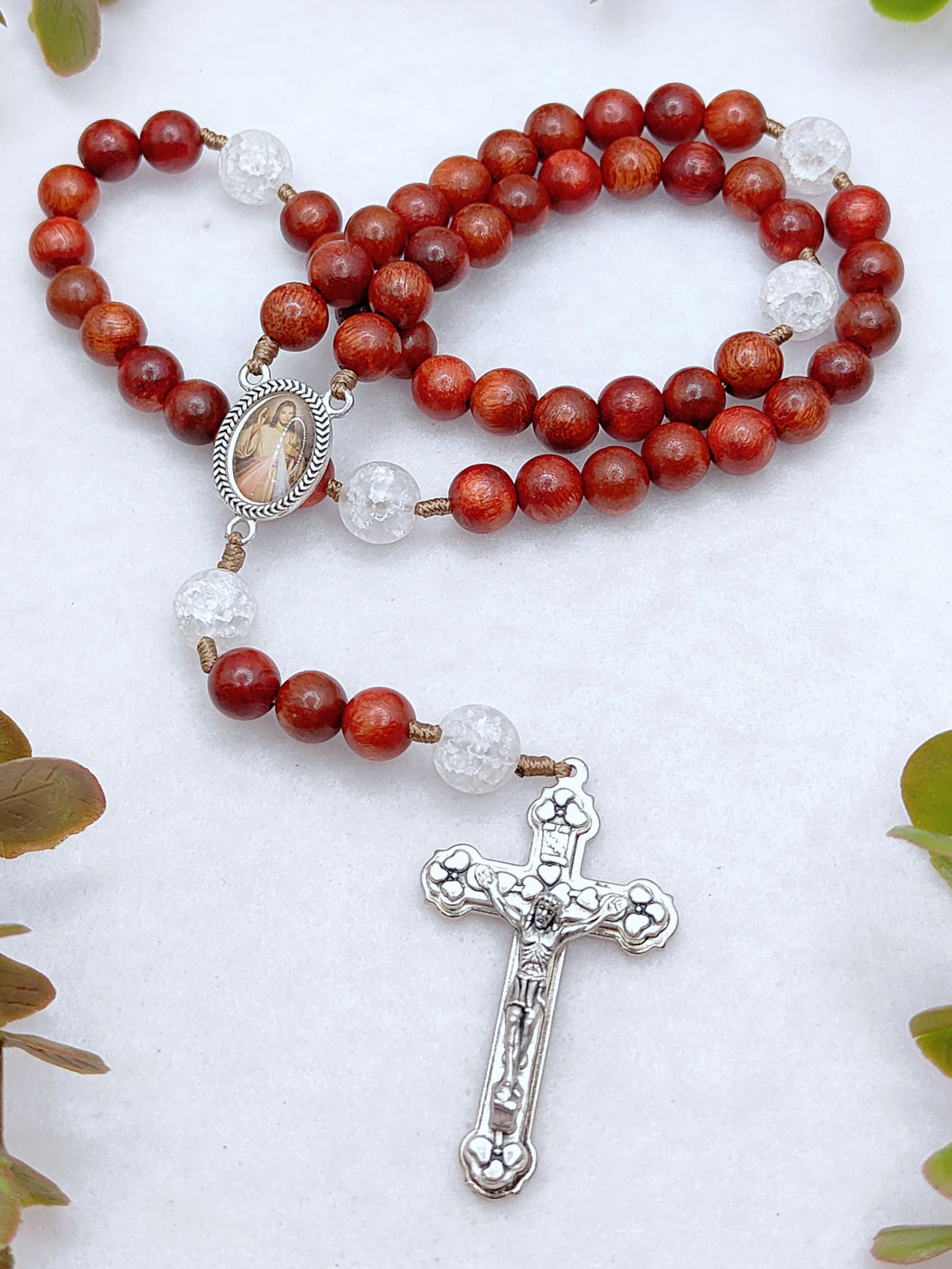 Chaplet of Divine Mercy Red Rosewood Rosary