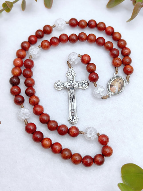 Chaplet of Divine Mercy Red Rosewood Rosary