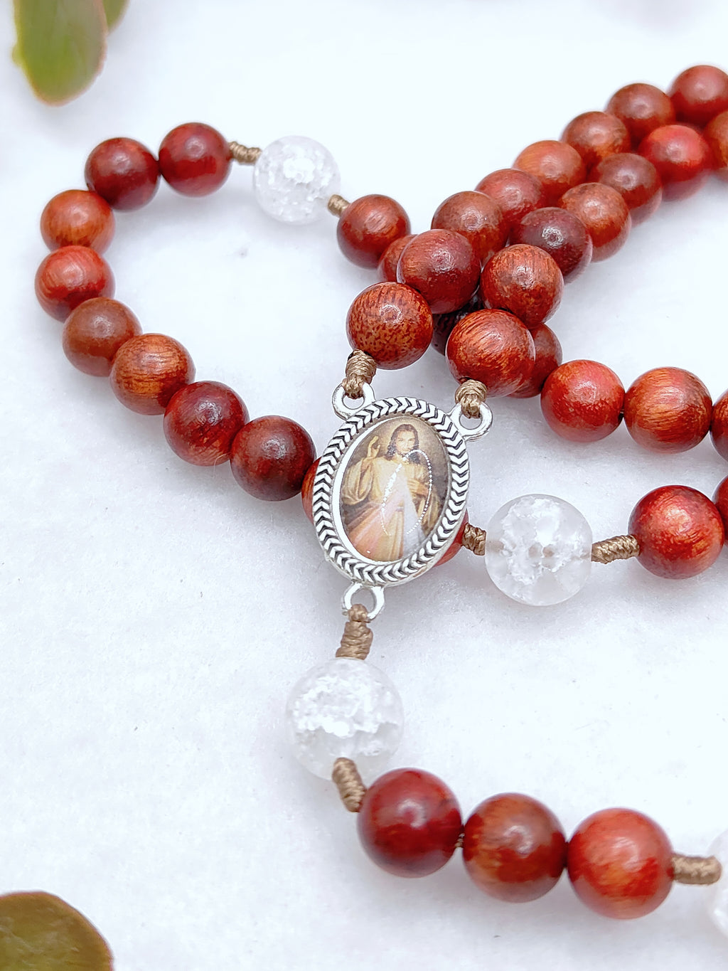 Chaplet of Divine Mercy Red Rosewood Rosary