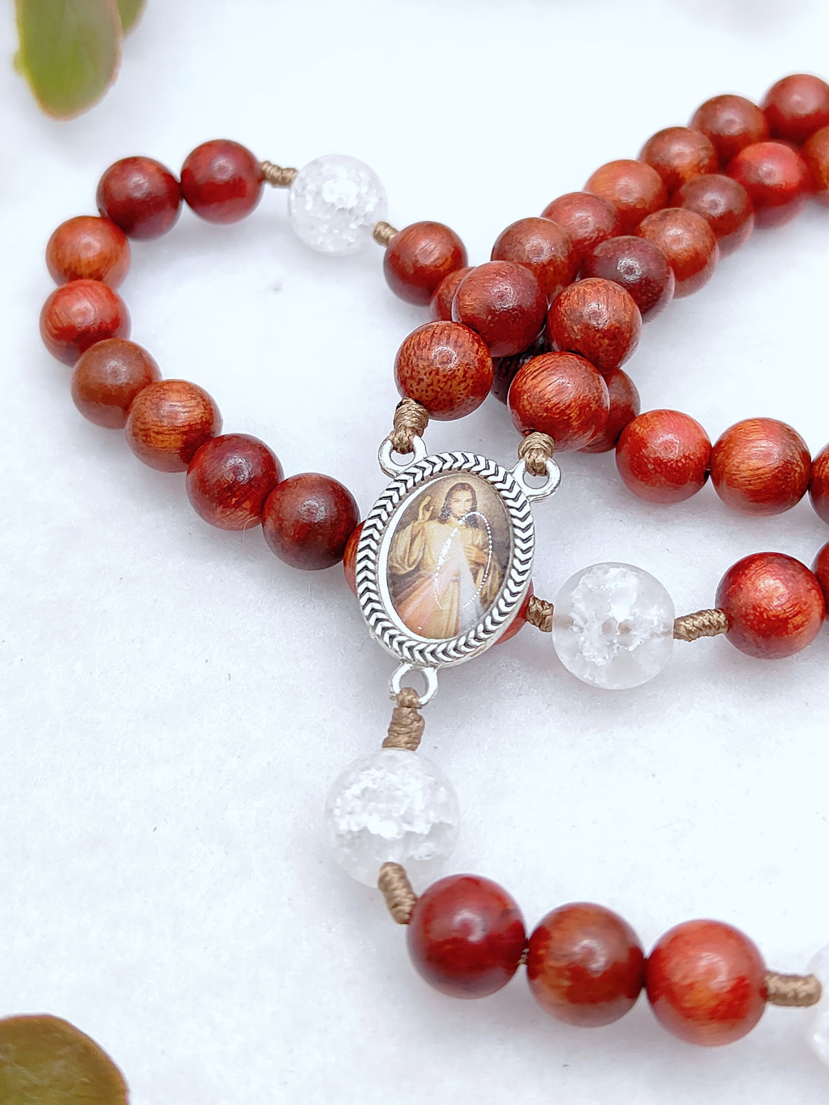 Chaplet of Divine Mercy Red Rosewood Rosary