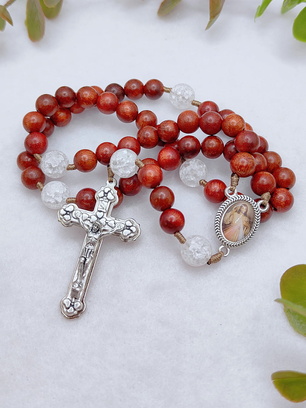 Chaplet of Divine Mercy Red Rosewood Rosary