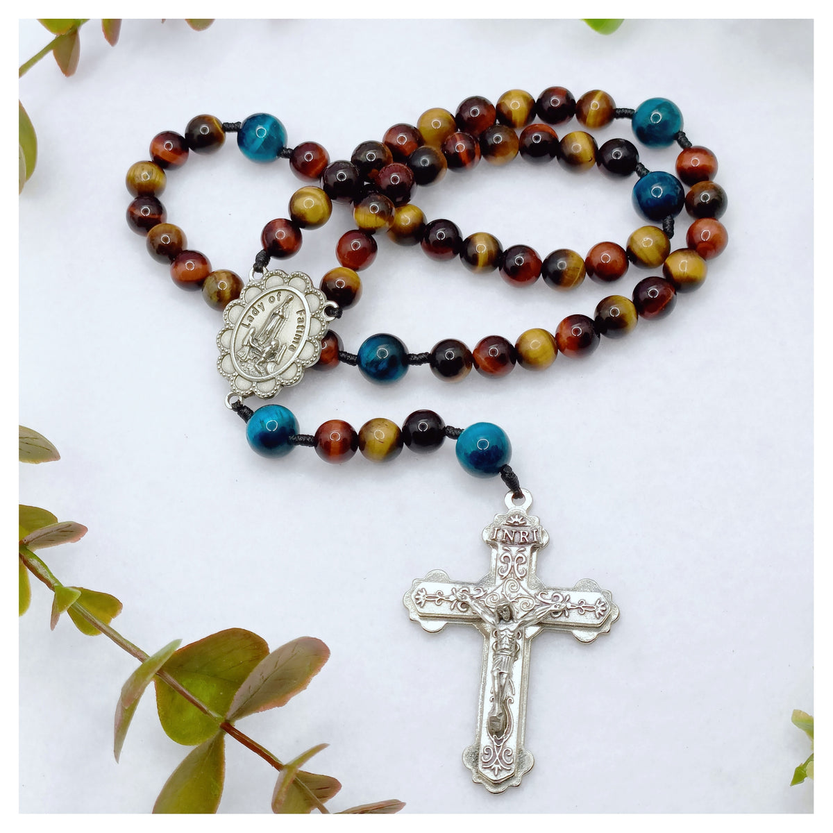 Our Lady of Fatima Trinity Tiger Eye Rosary
