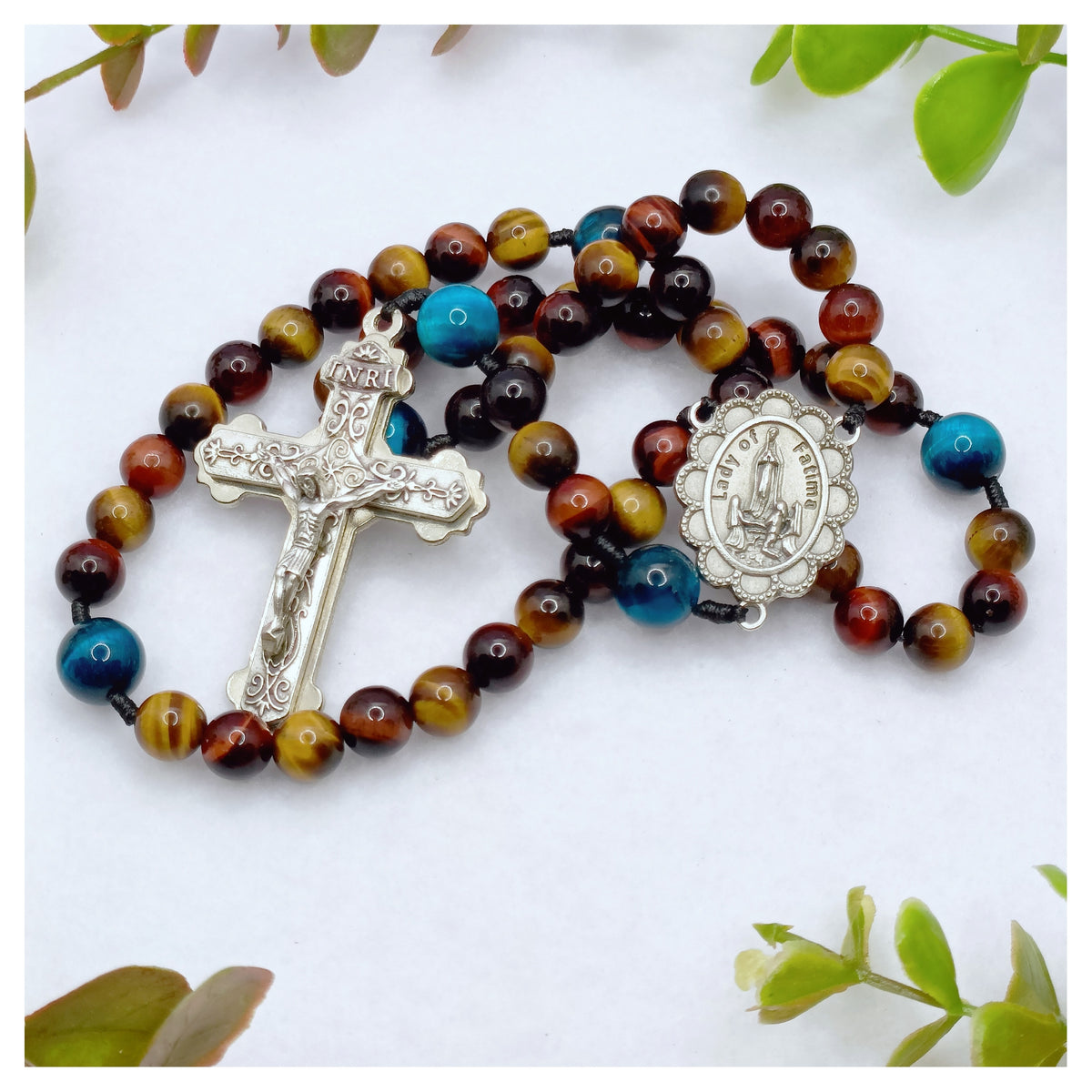 Our Lady of Fatima Trinity Tiger Eye Rosary