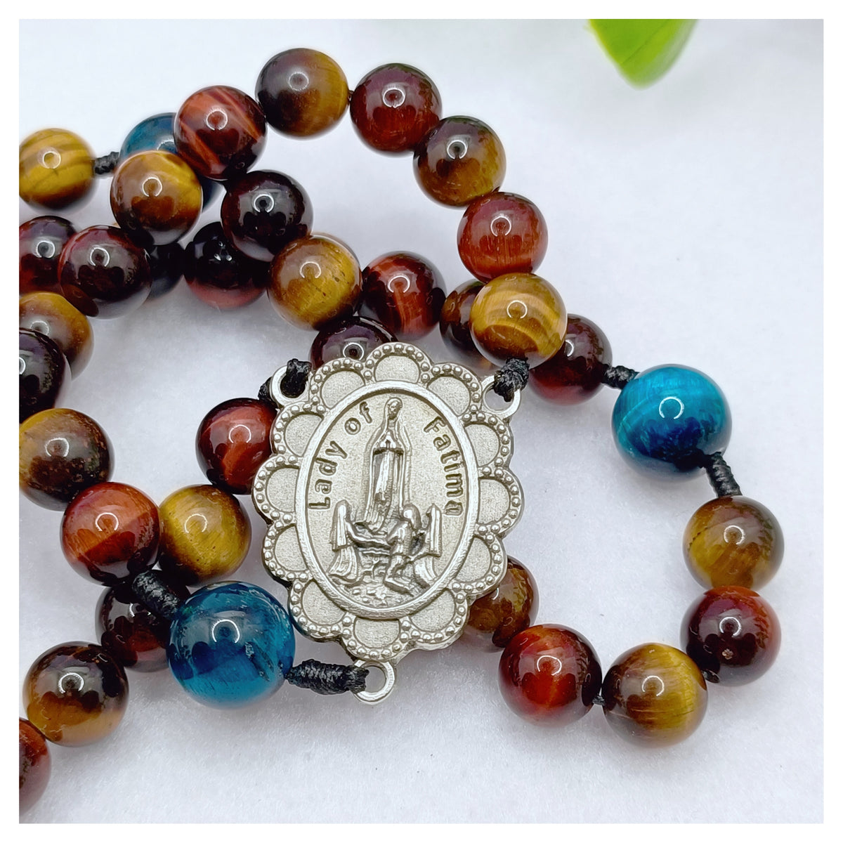 Our Lady of Fatima Trinity Tiger Eye Rosary