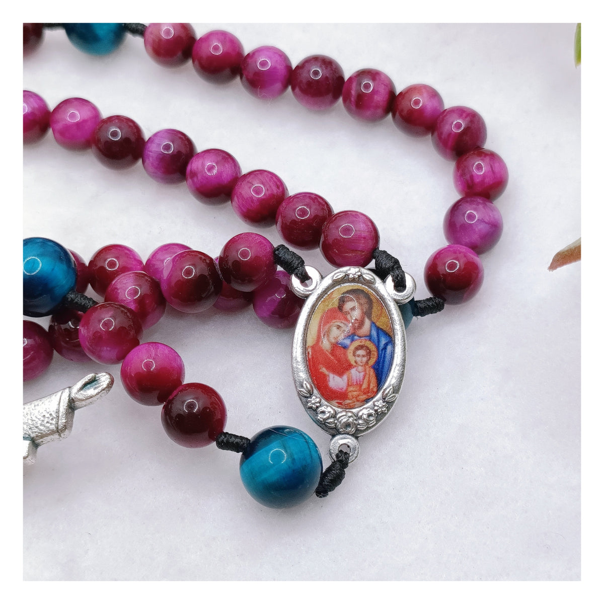 Holy Family Tiger Eye Rosary