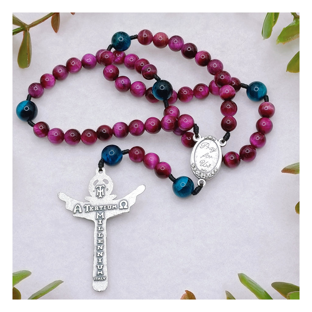 Holy Family Tiger Eye Rosary