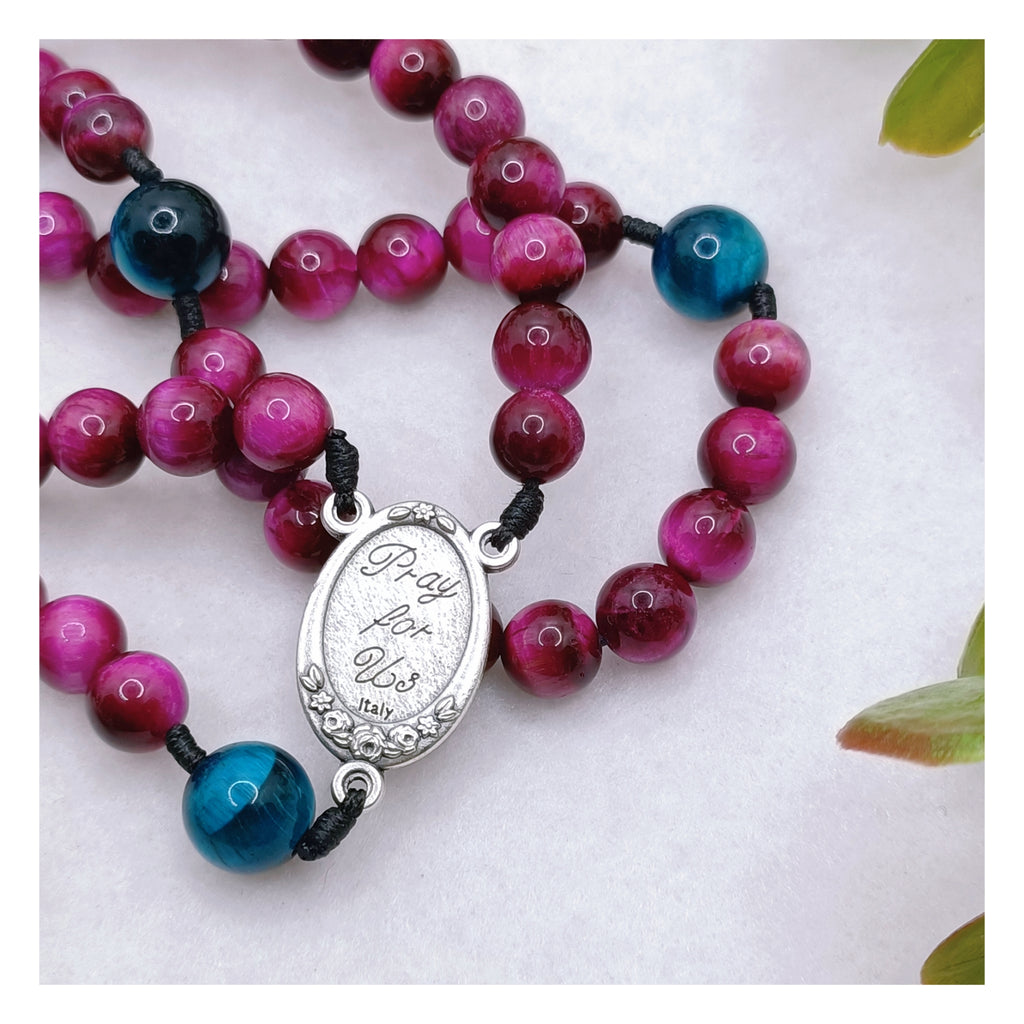 Holy Family Tiger Eye Rosary