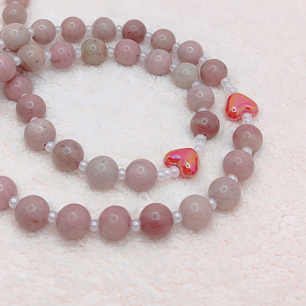 Saint Therese of Lisieux Little Flower Rhodochrosite Rosary