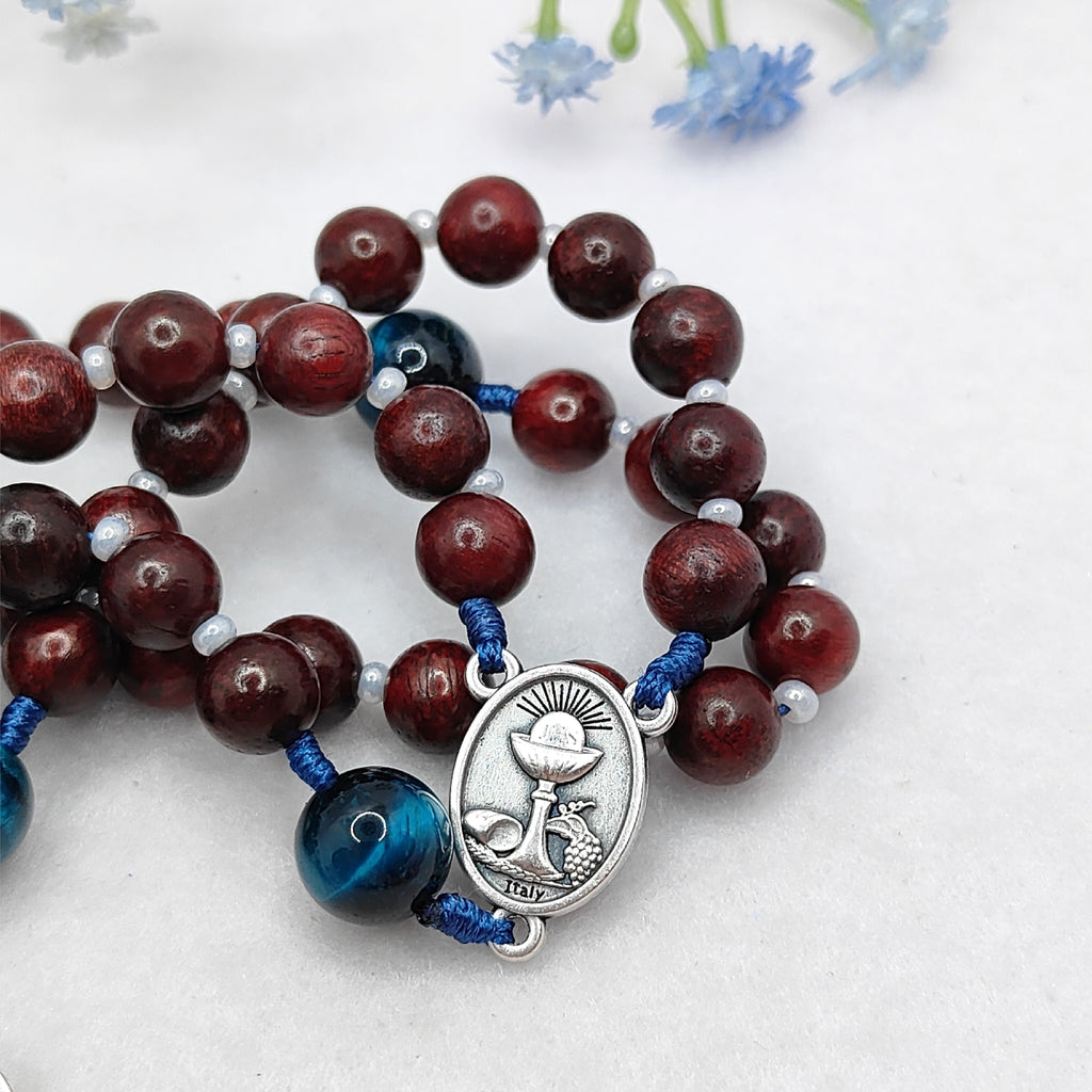 St Carlo Acutis Rosewood & Tiger Eye Rosary
