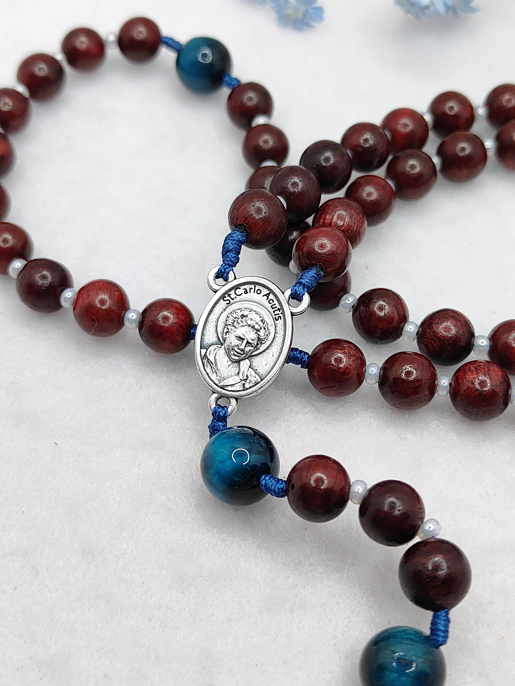 St Carlo Acutis Rosewood & Tiger Eye Rosary