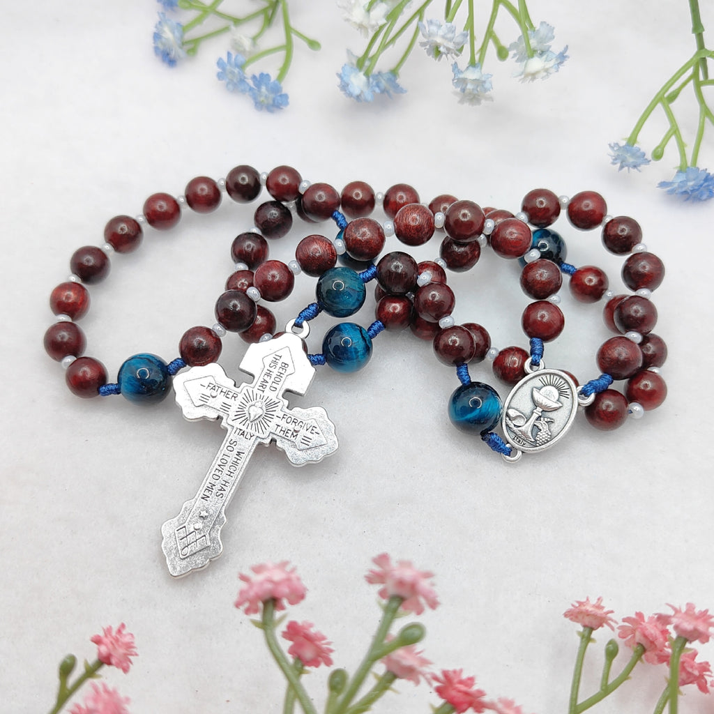 St Carlo Acutis Rosewood & Tiger Eye Rosary