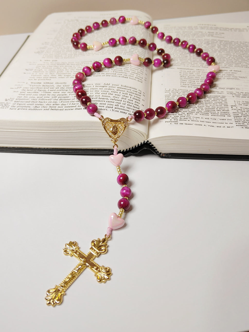 Sacred Heart of Jesus Tiger Eye & Heart of Divine Love Rosary