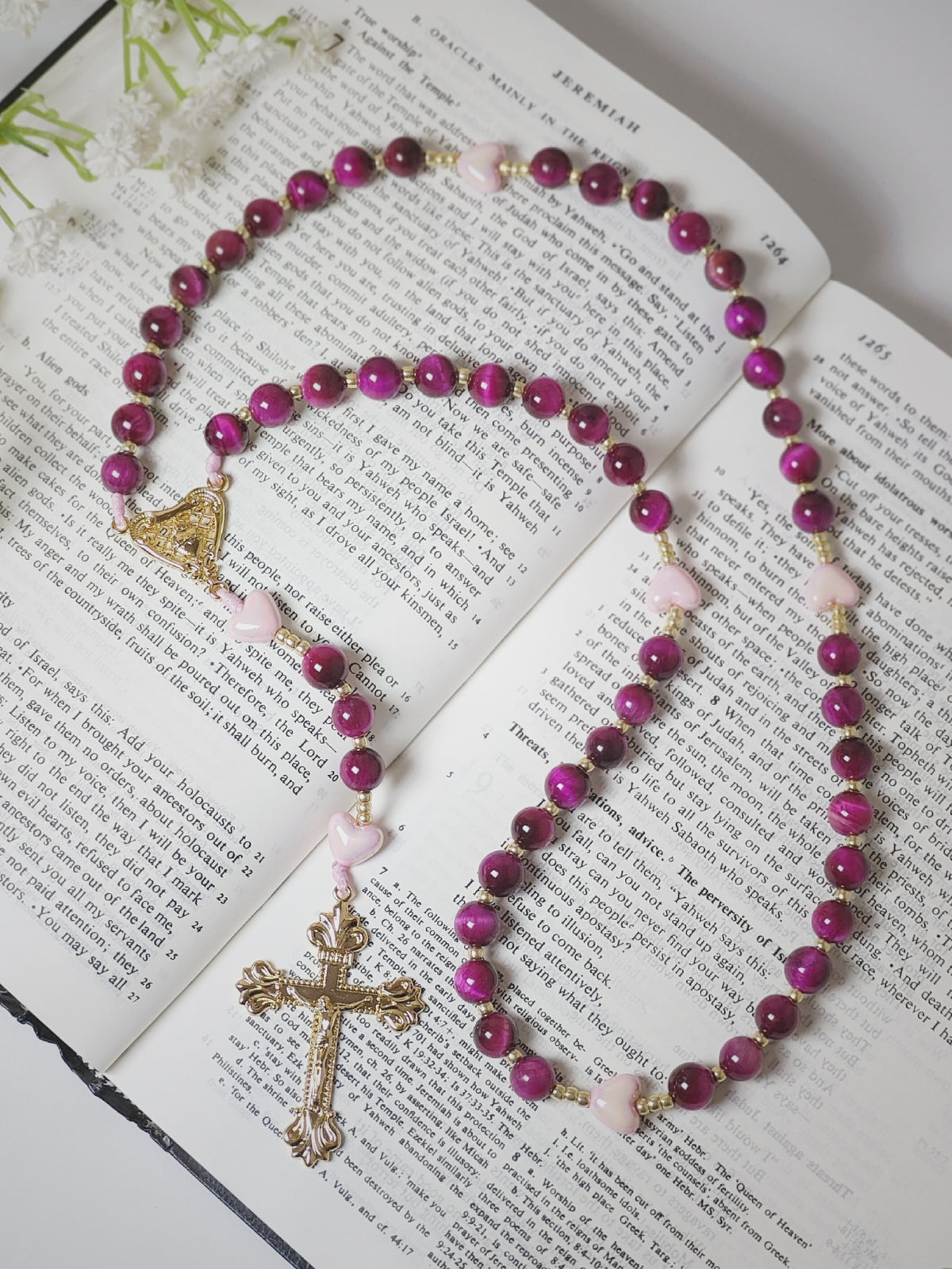 Sacred Heart of Jesus Tiger Eye & Heart of Divine Love Rosary
