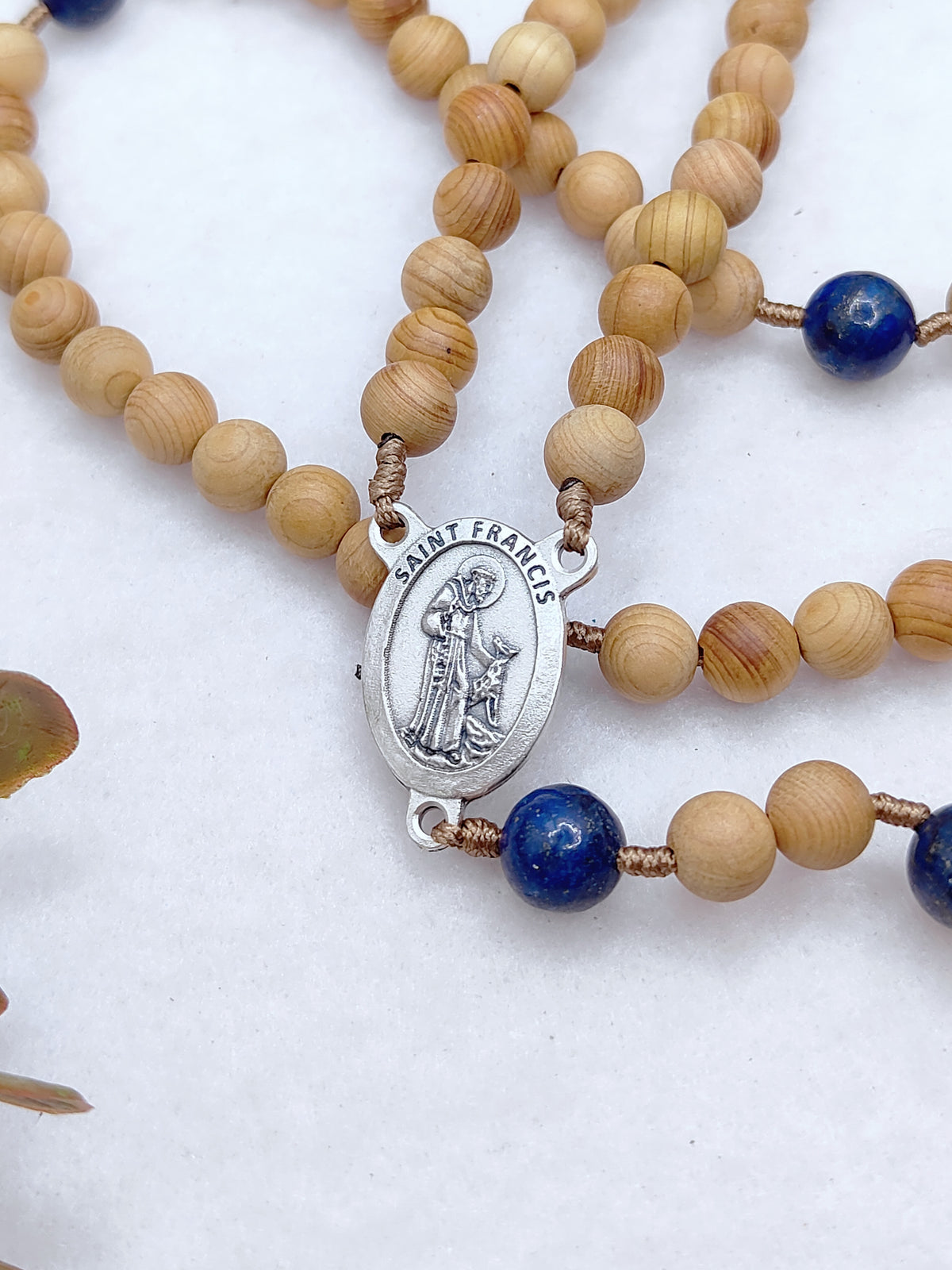 Franciscan Crown Wooden with Lapis Lazuli Rosary
