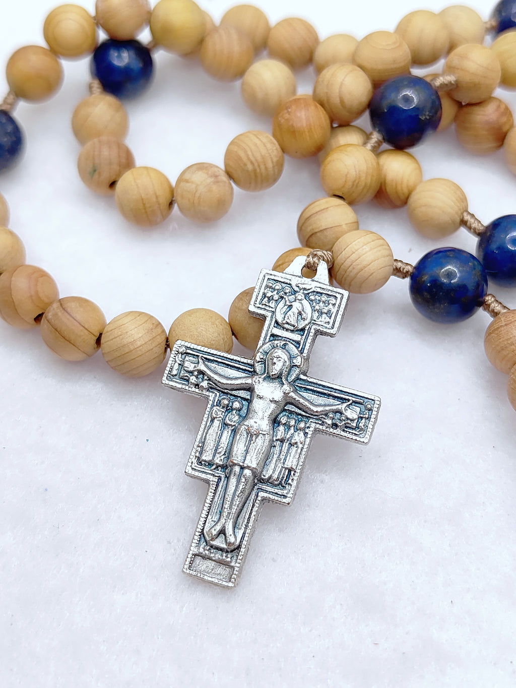 Franciscan Crown Wooden with Lapis Lazuli Rosary