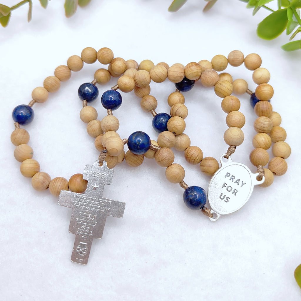 Franciscan Crown Wooden with Lapis Lazuli Rosary