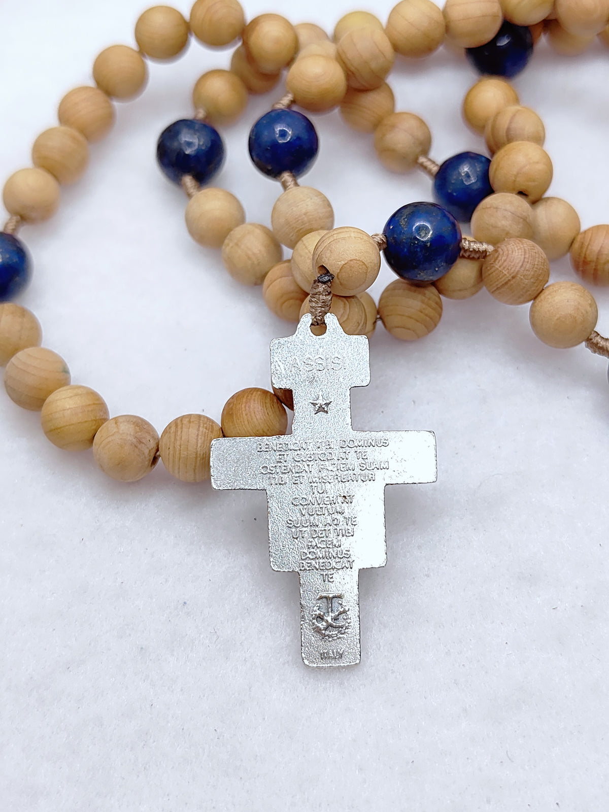 Franciscan Crown Wooden with Lapis Lazuli Rosary