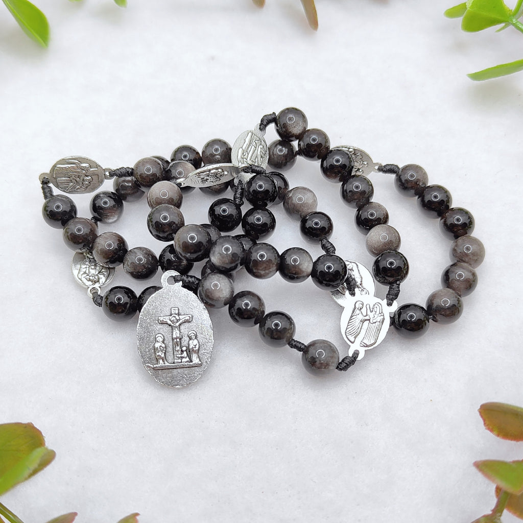Servite Chaplet Seven Sorrows of Mary Black Obsidian Rosary