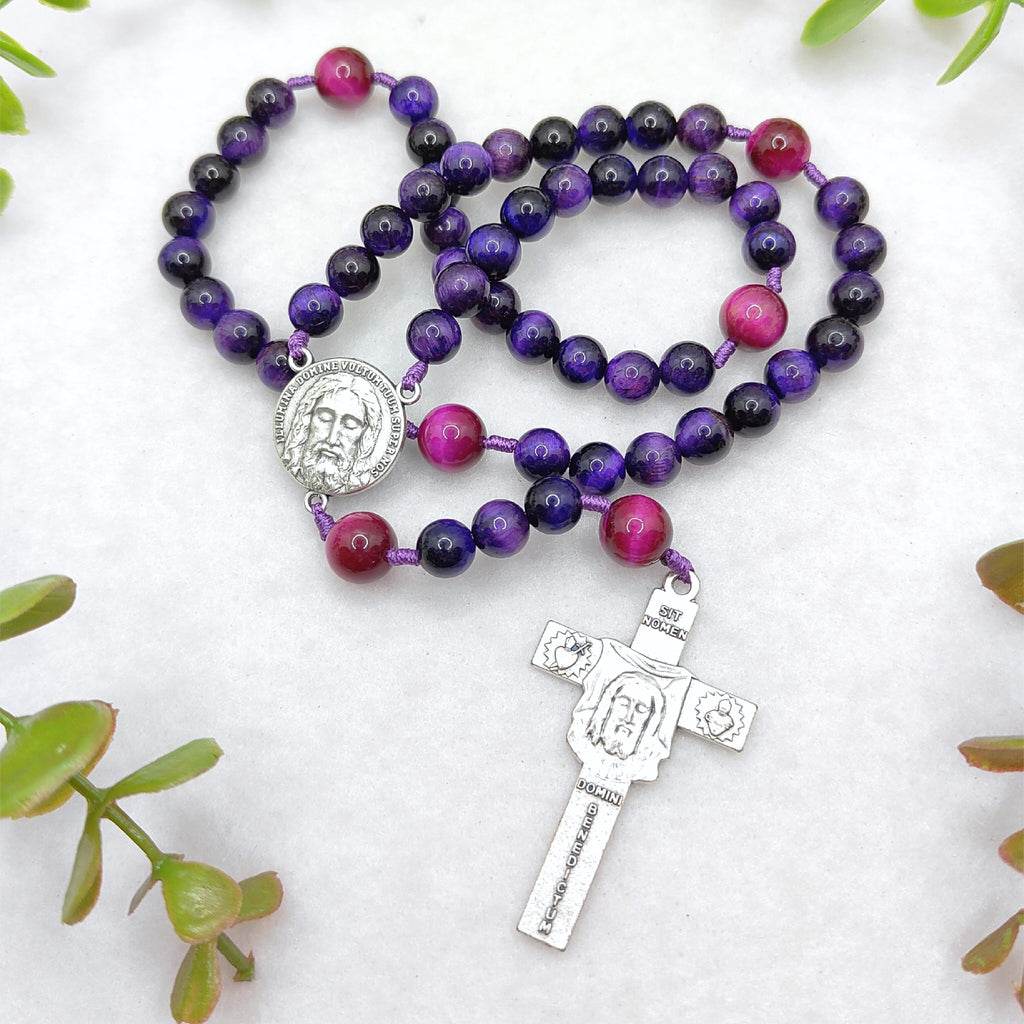 Holy Face of Jesus Tiger Eye Rosary
