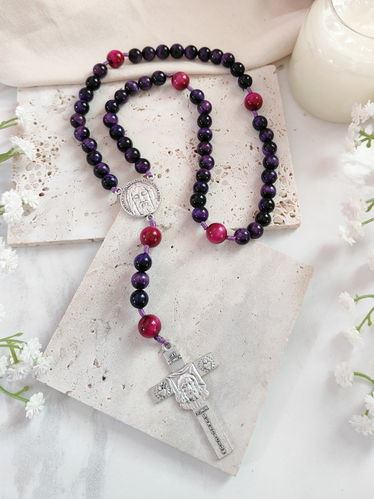 Holy Face of Jesus Tiger Eye Rosary