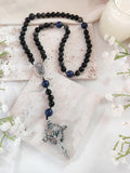 St Michael Armor of Faith Black Obsidian & Lapis Lazuli Rosary