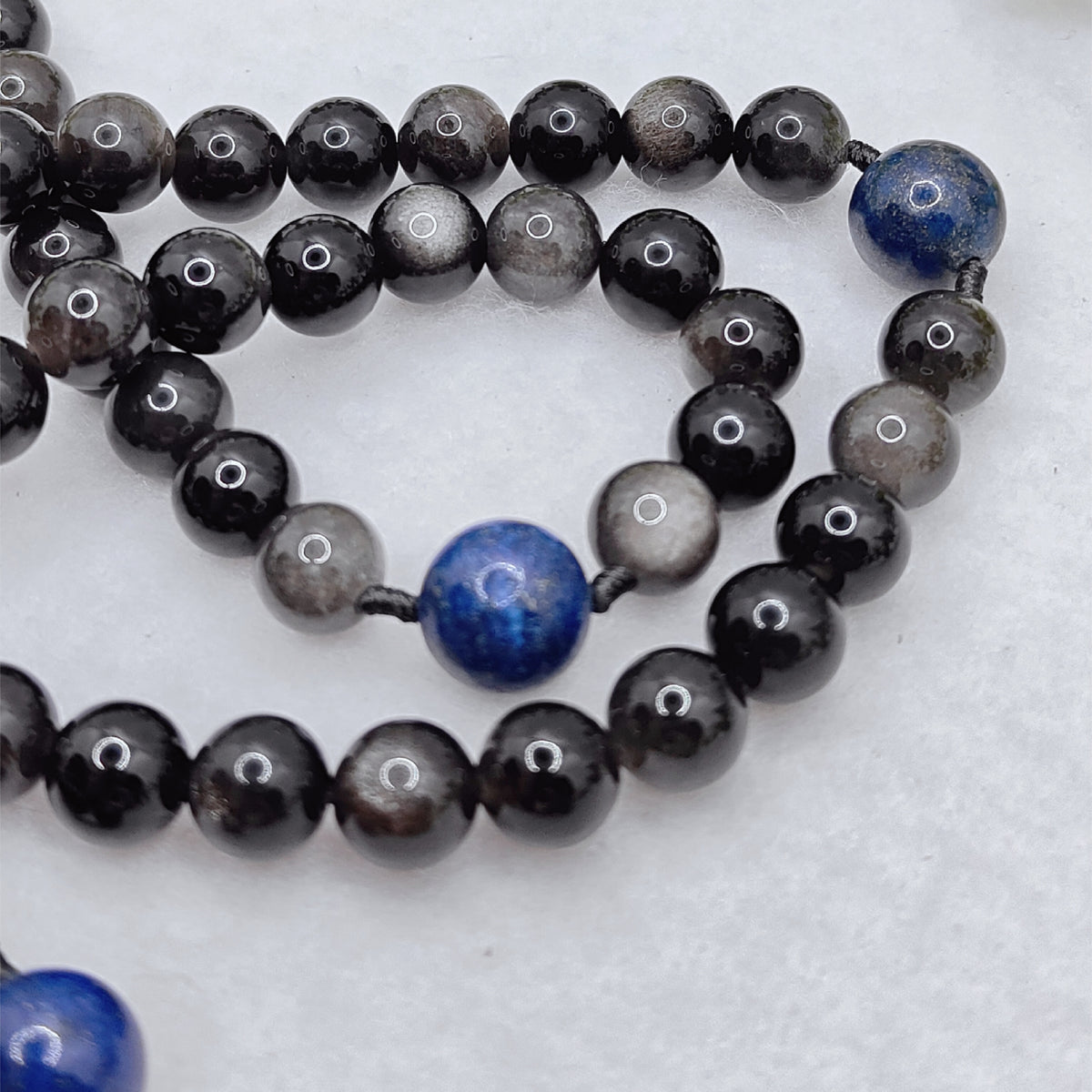 St Michael Armor of Faith Black Obsidian & Lapis Lazuli Rosary