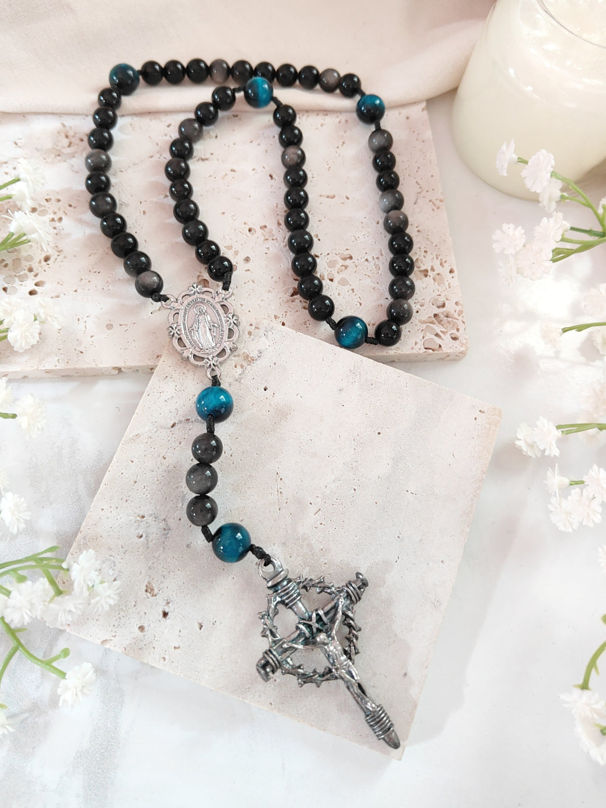 Midnight Guardian Obsidian & Tiger Eye Rosary