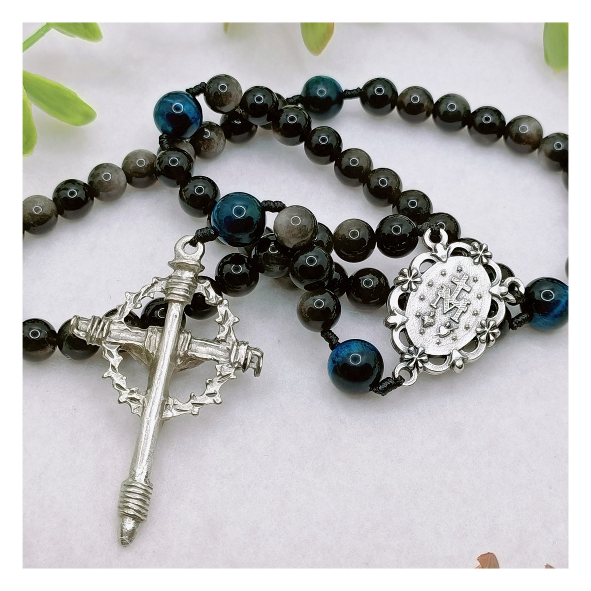 Midnight Guardian Obsidian & Tiger Eye Rosary