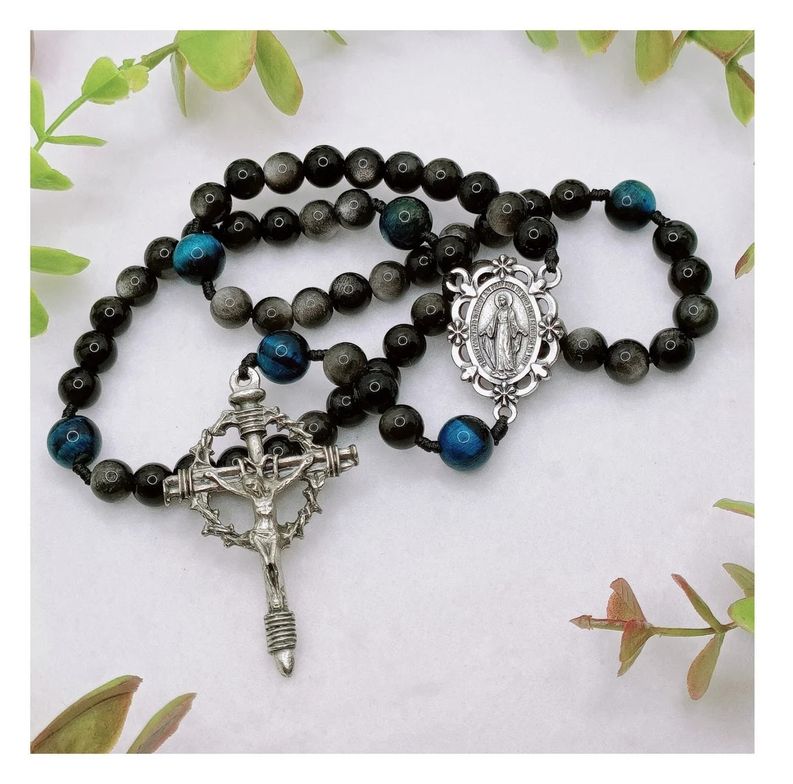 Midnight Guardian Obsidian & Tiger Eye Rosary