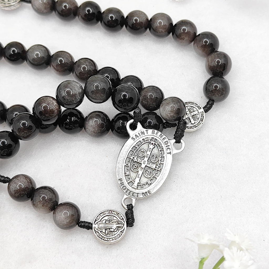 St Benedict Obsidian Rosary