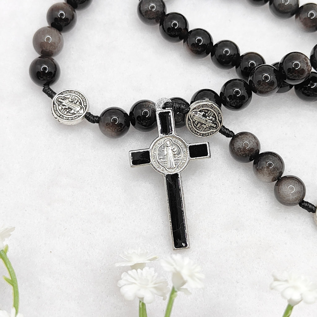 St Benedict Obsidian Rosary