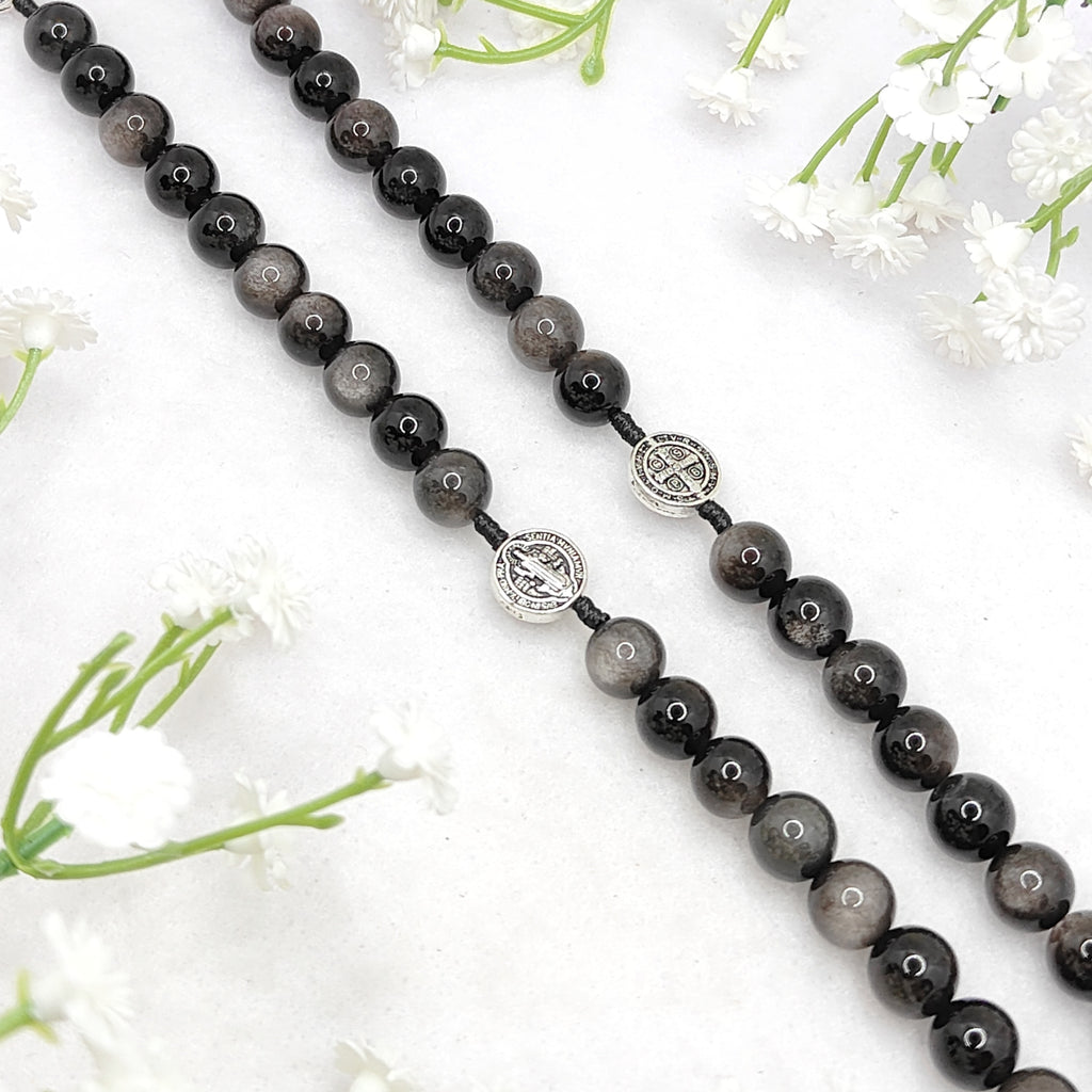 St Benedict Obsidian Rosary
