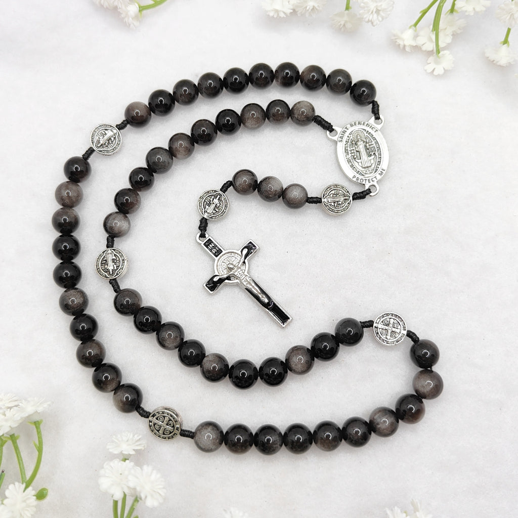 St Benedict Obsidian Rosary