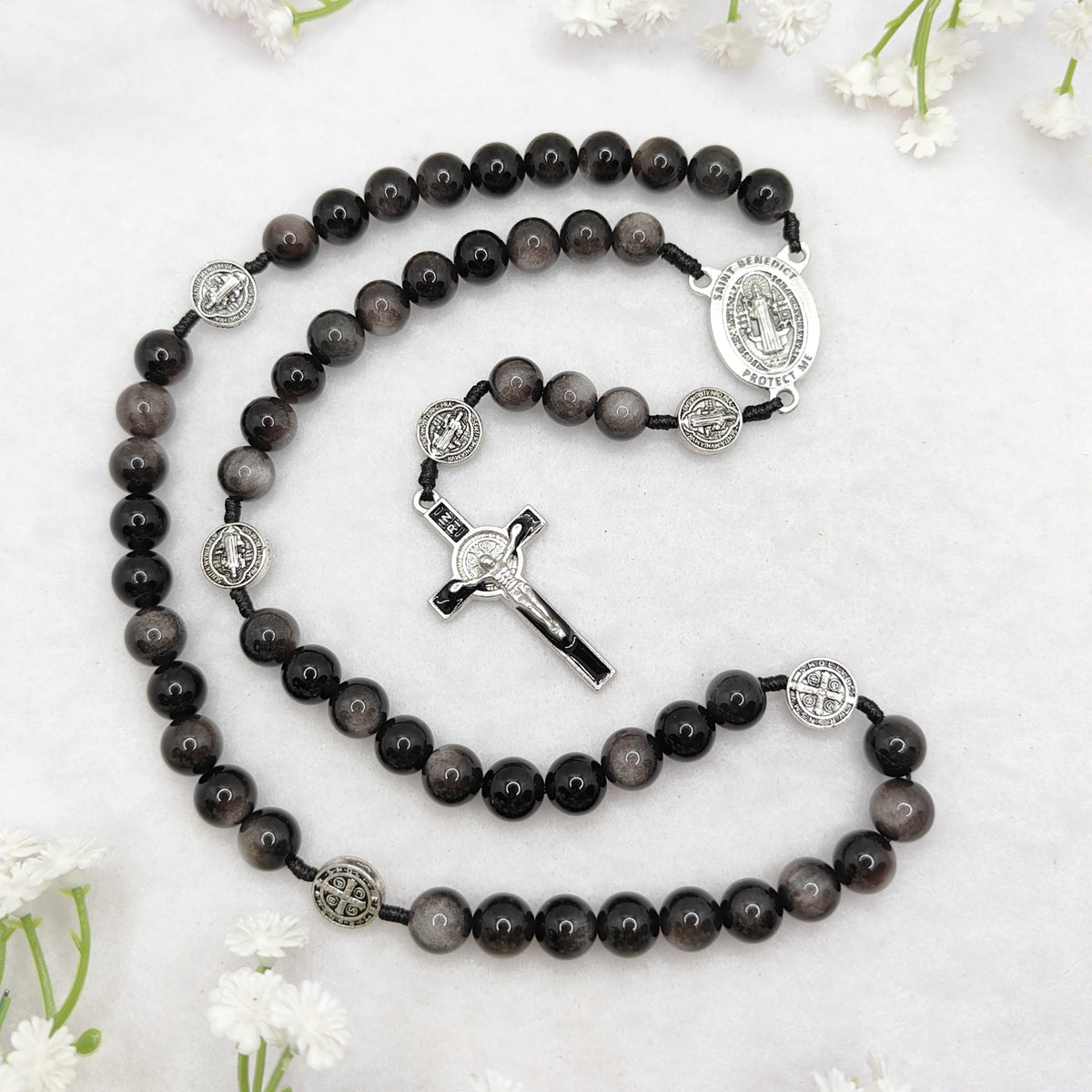 St Benedict Obsidian Rosary