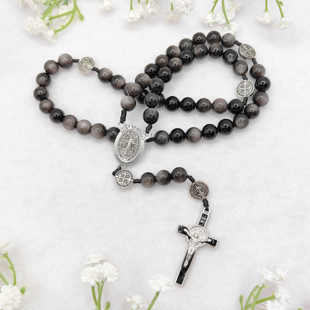 St Benedict Obsidian Rosary
