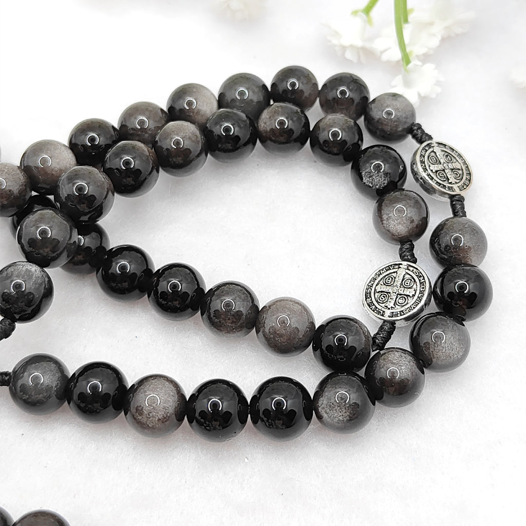 St Benedict Obsidian Rosary