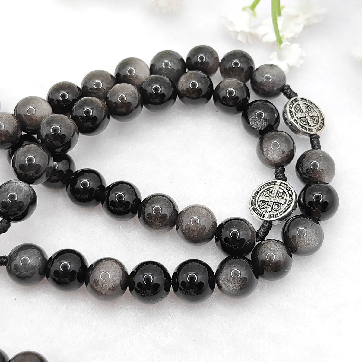 St Benedict Obsidian Rosary