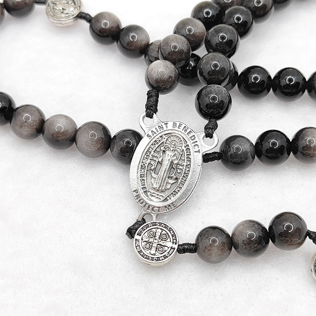 St Benedict Obsidian Rosary