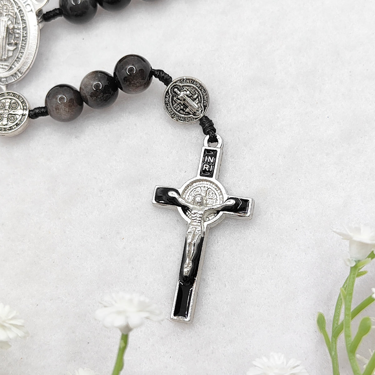 St Benedict Obsidian Rosary
