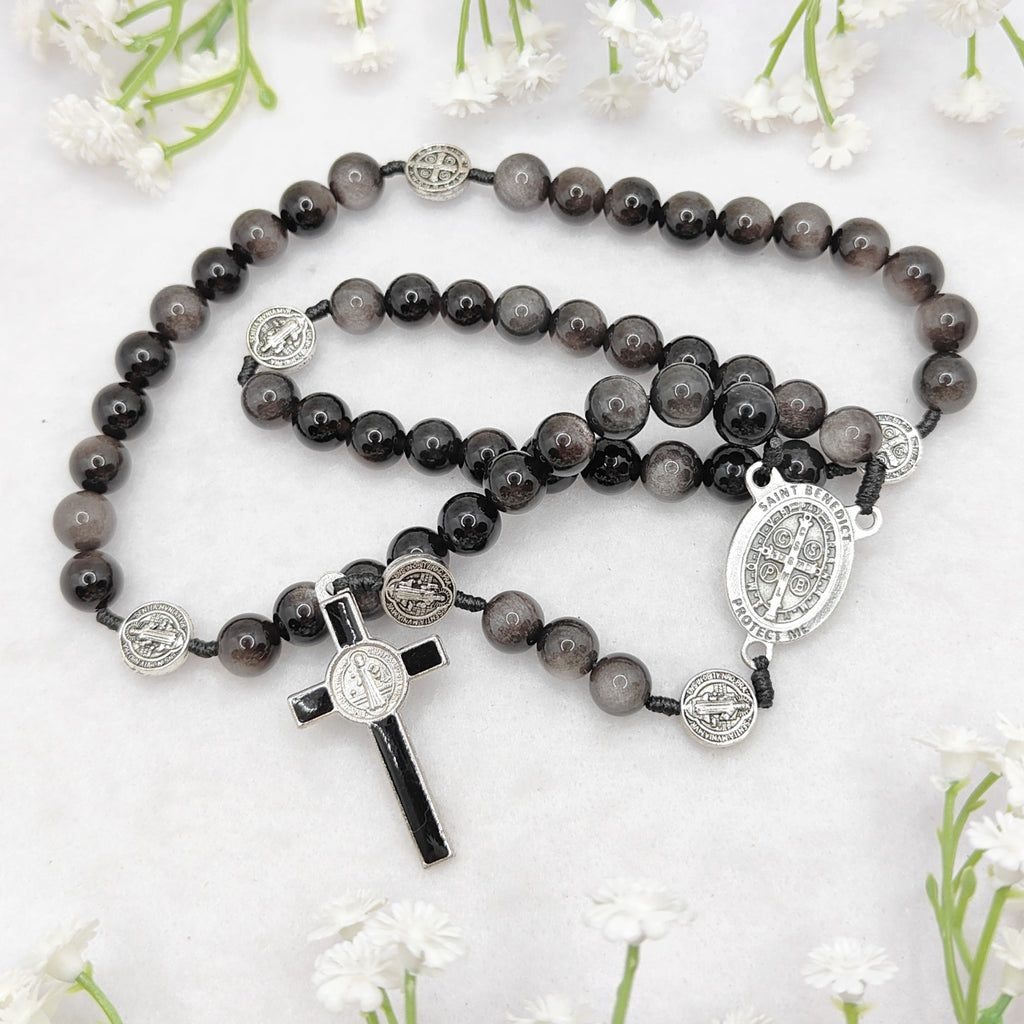 St Benedict Obsidian Rosary