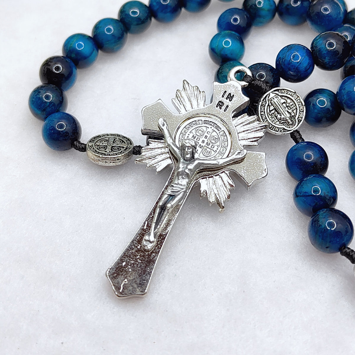 St Benedict Sacred Protection Tiger Eye Rosary