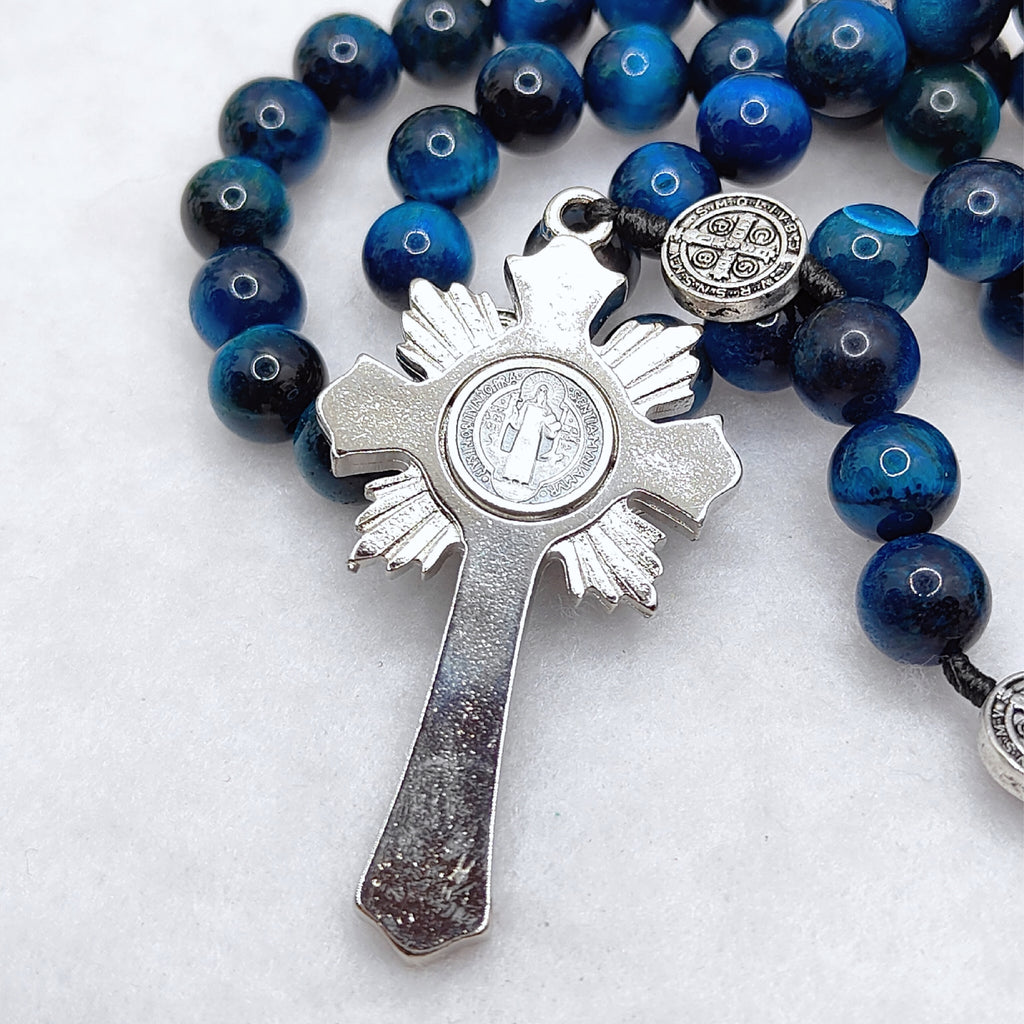 St Benedict Sacred Protection Tiger Eye Rosary