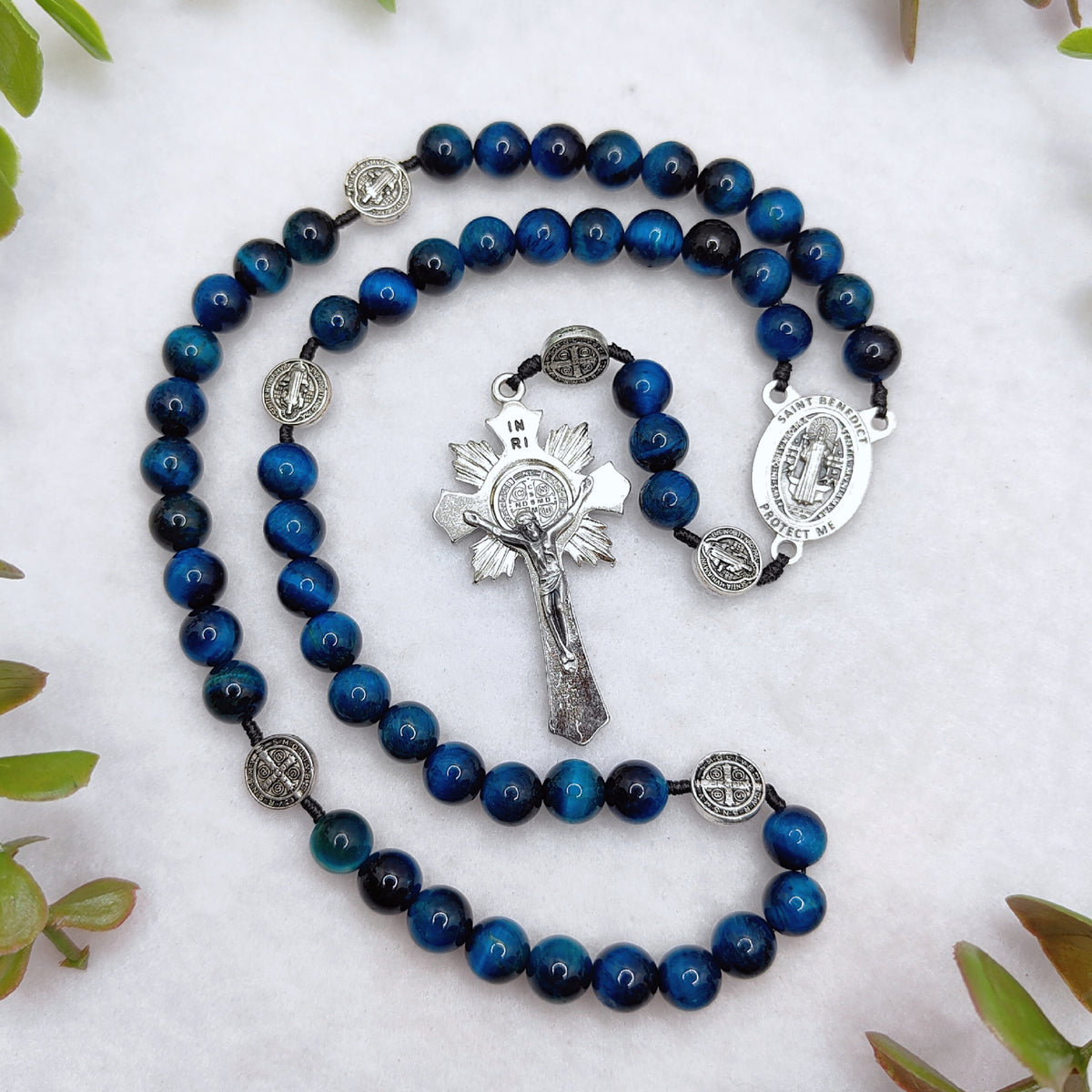 St Benedict Sacred Protection Tiger Eye Rosary