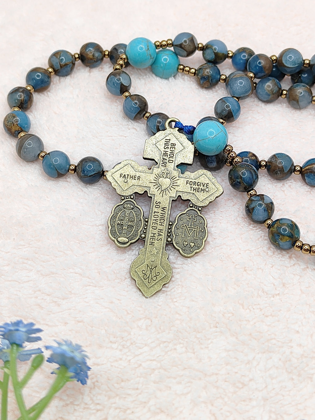 Saint Michael Blue Cloisonné Protection Rosary
